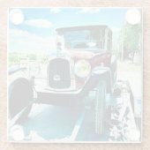 Altes Citroen Auto auf einem Anhänger in Frankreic Glasuntersetzer (Rückseite)