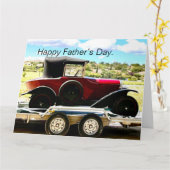 Altes Citroen Auto auf einem Anhänger in Frankreic Karte (Gelbe Blume)