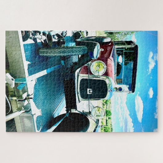 Altes Citroen Auto auf einem Anhänger in Frankreic Puzzle (Horizontal)