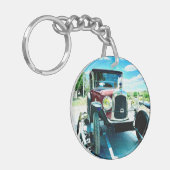 Altes Citroen Auto auf einem Anhänger in Frankreic Schlüsselanhänger (Vorderseite links)