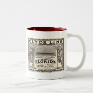 Altes Clyde Line Florida Dampfschiff Werbeplakat Zweifarbige Tasse