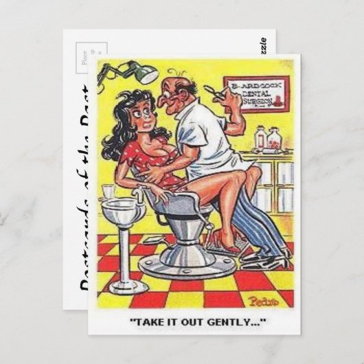 Altes Comic Postkarte - Comic - Zahnarzt (Vorne/Hinten)