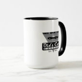 Altes cooles Garagen-Logo/Grafik- Mustang 1966 Tasse (VorderseiteRechts)
