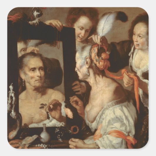 Altes Coquette Quadratischer Aufkleber (Vorderseite)