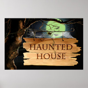 Altes Creepy Spuk Haus-Plakat Poster