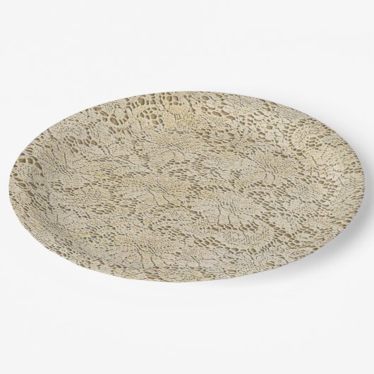 Altes Crochet Lace Floral Pattern + Ihre Ideen Pappteller (Schrägansicht)