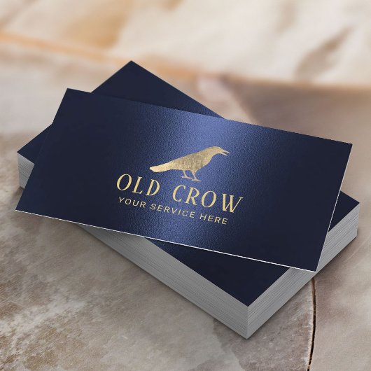 Altes Crow Gold Bird Logo Modern Navy Blue Visitenkarte
