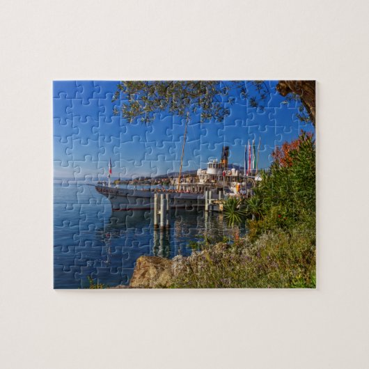 Altes Dampfboot auf Genfersee, Montreux, Schweiz Puzzle (Horizontal)