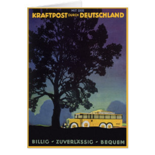 Altes Deutschland, Gelber Bus bei Nacht, Reise Kun