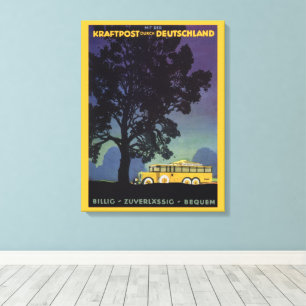 Altes Deutschland, Gelber Bus bei Nacht, Reise Kun Leinwanddruck