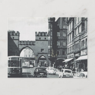 Altes Deutschland, München, Stadtstraßenbahnen und Postkarte