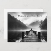 Altes Dock am See B&W Foto Postkarte (Vorne/Hinten)