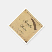 Altes elegantes Parchment mit Quill Weddin Serviette (Ecke)