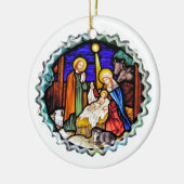 ALTES ENGLAND-GEBURT CHRISTIS-FENSTER KERAMIK ORNAMENT (Links)