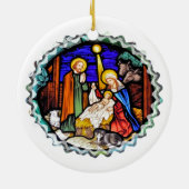 ALTES ENGLAND-GEBURT CHRISTIS-FENSTER KERAMIK ORNAMENT (Hinten)