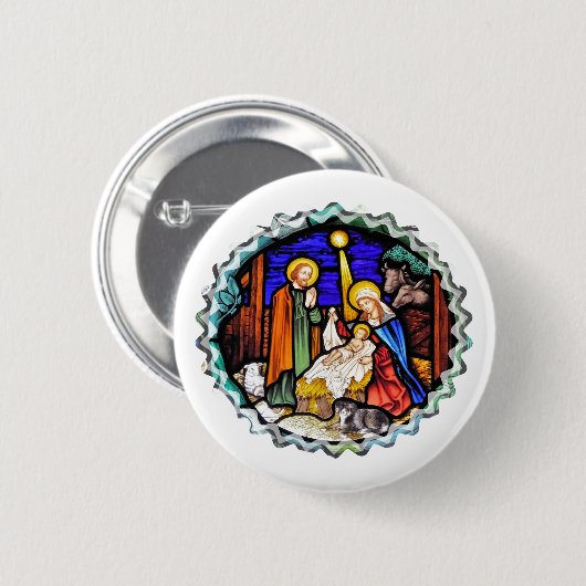 ALTES ENGLAND-NATIVITÄTSFENSTER BUTTON (Vorne & Hinten)