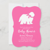 Altes Englisch Sheepdog Hund Kinderdusche Pink Einladung (Vorderseite)