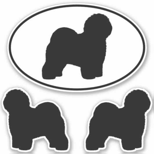 Altes Englisch Sheepdog Silhouetten Vinyl Sticker (Vorderseite)