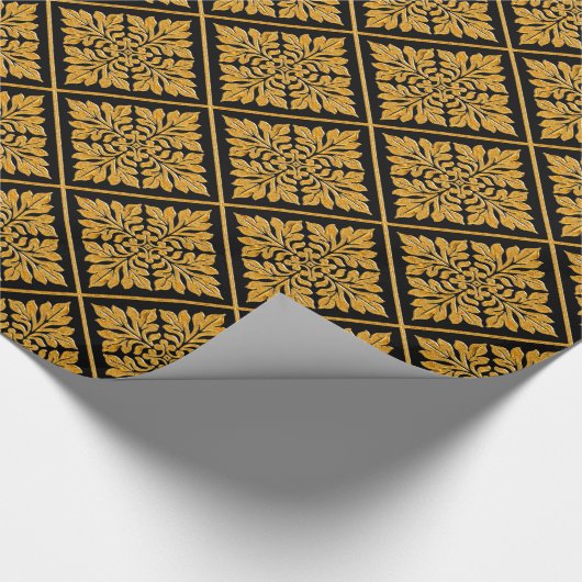 Altes englisches Fliesen glänzend helles Gold Geschenkpapier (Ecke)