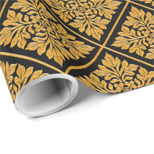 Altes englisches Fliesen glänzend helles Gold Geschenkpapier (Rolleneckpunkt)