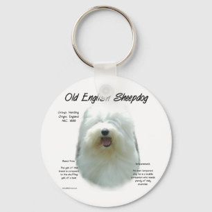 Altes englisches Sheepdog-Geschichtsdesign Schlüsselanhänger