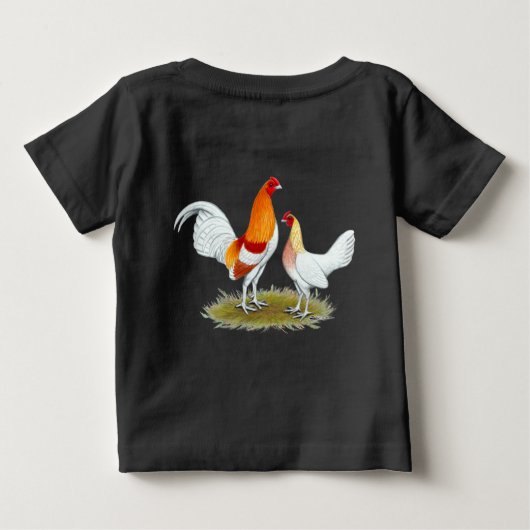 Altes englisches Spiel-Zwerghuhn: Rotes Pyle Baby T-shirt (Rückseite)