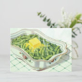 Altes Essen, Grüne Bohnenauflauf mit Butter (Stehend Vorderseite)