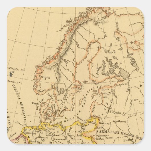 Altes Europa Quadratischer Aufkleber (Vorderseite)
