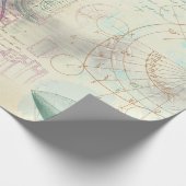 Altes Fahrrad, Ballon und Skript auf Gelb Geschenkpapier (Ecke)