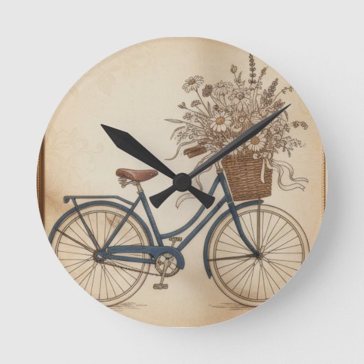 altes Fahrrad Runde Wanduhr (Vorderseite)