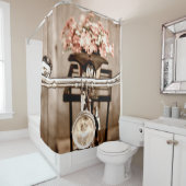 Altes Fahrrad und Blume verschwinden im Hintergrun Duschvorhang (Beispiel)