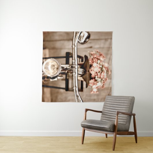 Altes Fahrrad und Blume verschwinden im Hintergrun Wandteppich (Beispiel (Horizontal))
