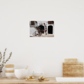 Altes Fahrrad und Schaufenster in Apulien Poster (Küche)