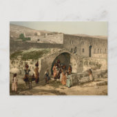Altes farbiges Foto von Marias Brunnen in Nazareth Postkarte (Vorderseite)