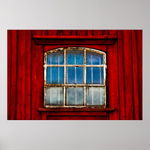 Altes Fenster in Schweden Poster