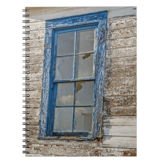 Altes Fenster mit geerbt blauer Farbe Notizblock (Vorderseite)