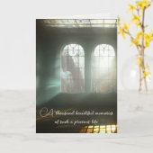 Altes Fenster mit Sonnenbänken Beileid Karte (Gelbe Blume)