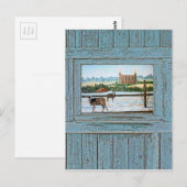 Altes Fenster Tempel blau Postkarte (Vorne/Hinten)