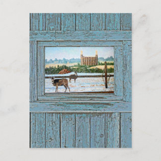 Altes Fenster Tempel blau Postkarte
