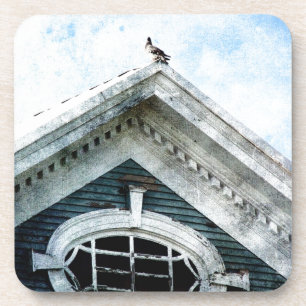 Altes Fenster und Taube Untersetzer
