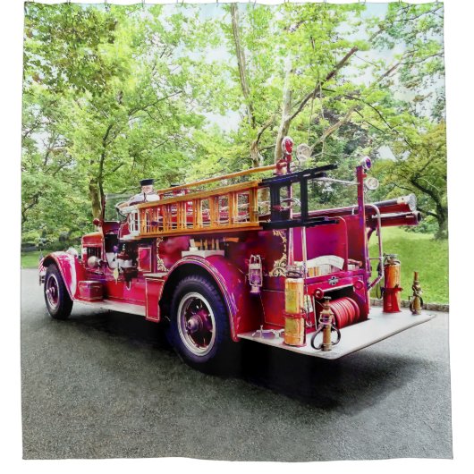 Altes Feuerwehrauto Duschvorhang (Vorderseite)