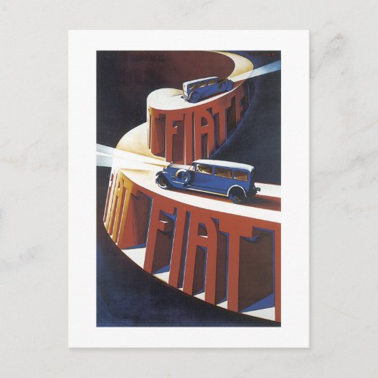 Altes Fiat Werbeplakat Postkarte (Vorderseite)