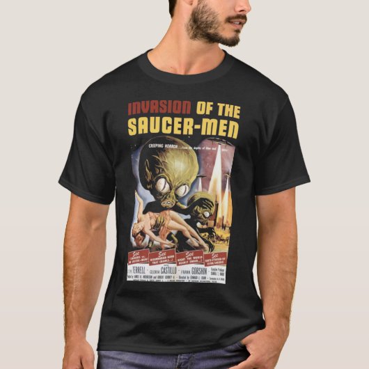 Altes Filmplakat - Invasion der Untertassen-Männer T-Shirt (Vorderseite)