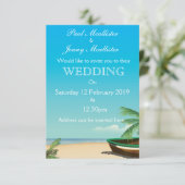 Altes Fischerboot Tropische Hochzeit einladen Einladung (Stehend Vorderseite)