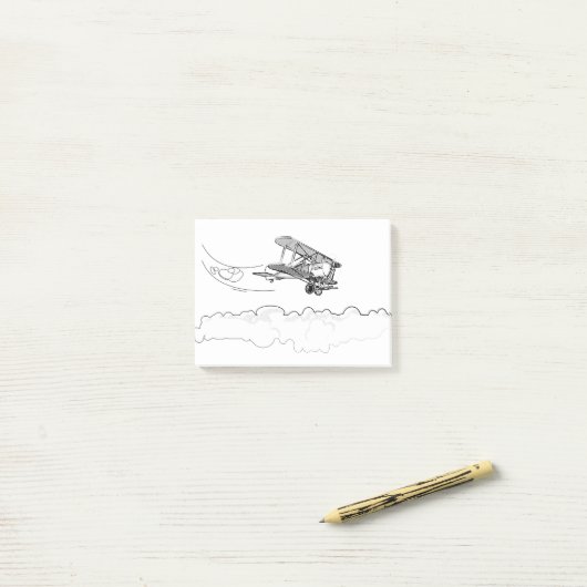 Altes Flugzeug Post-it Klebezettel (Auf Schreibtisch)