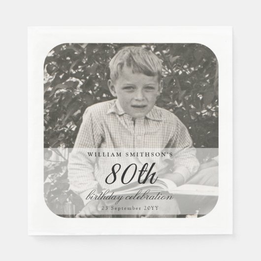 Altes Foto 80. Geburtstag Serviette (Vorderseite)