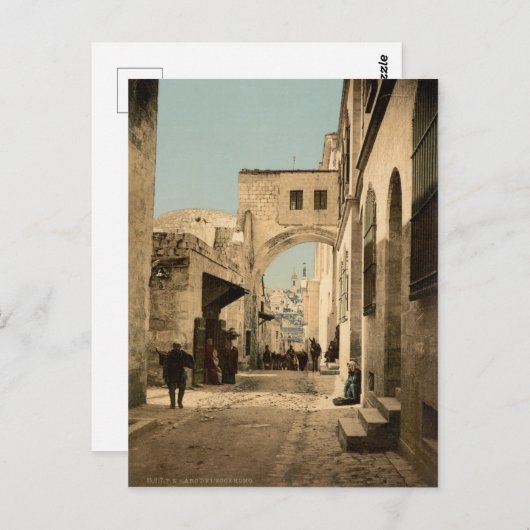 Altes Foto der Via Dolorosa in Jerusalem Postkarte (Vorne/Hinten)