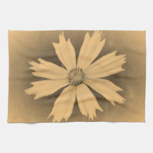Altes Foto Gelber Kosmos Blume Nah-up Geschirrtuch