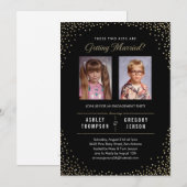 Altes Foto-lädt moderne Goldschein-Verlobung ein Einladung (Vorne/Hinten)