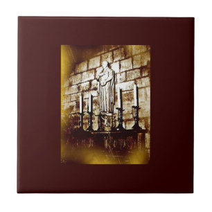 Altes Foto Notre Dame Statue Fliese